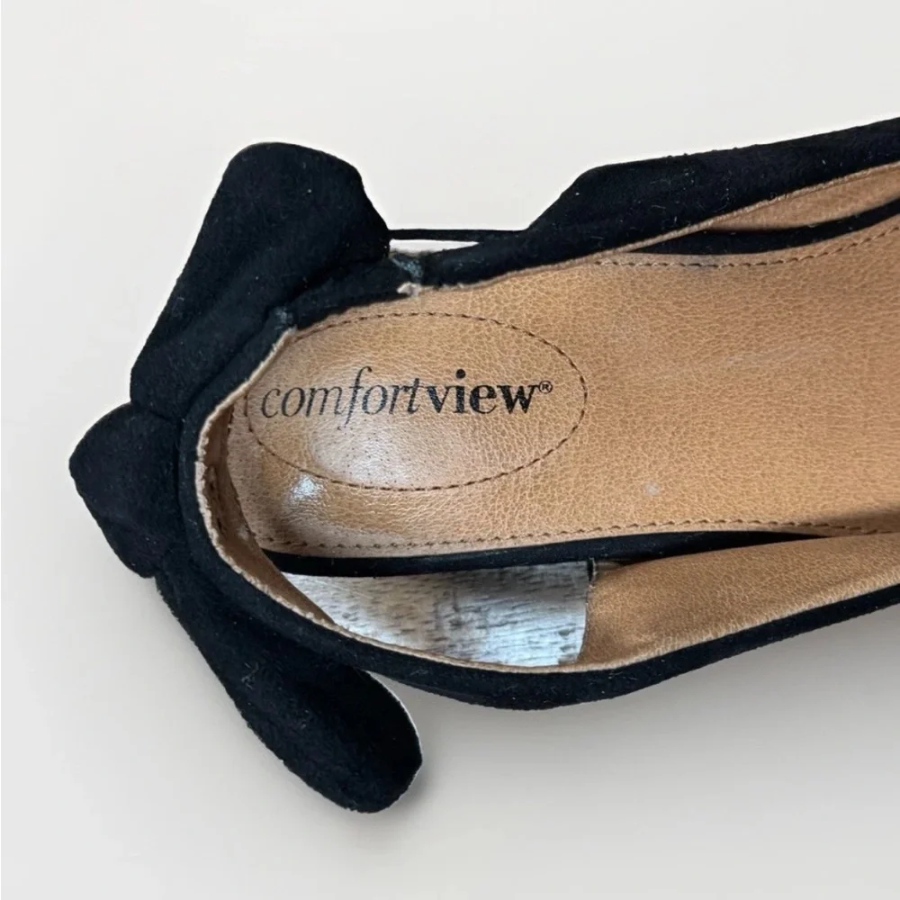 comfortview Black Bow Back Slingback Flats